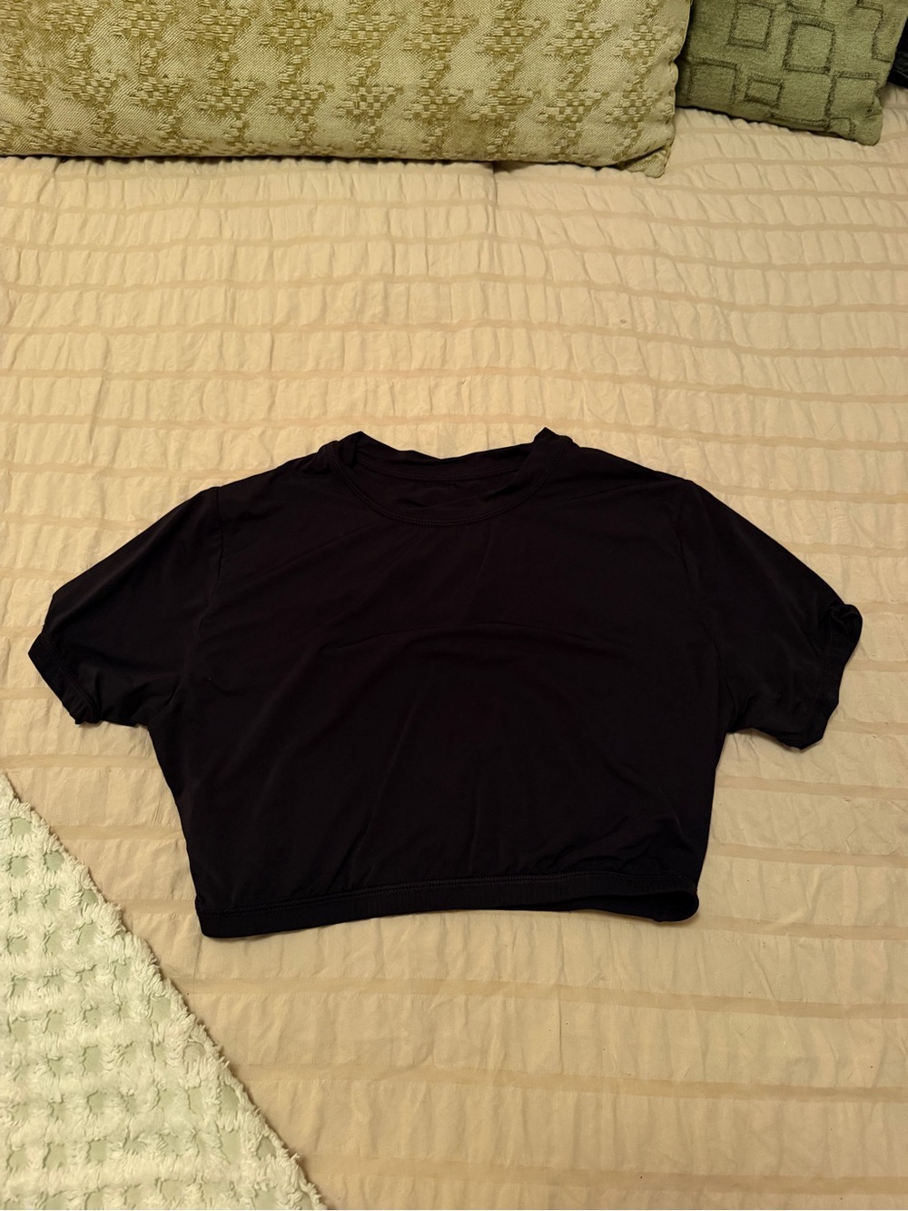 Mono B Black Cropped Crewneck Top